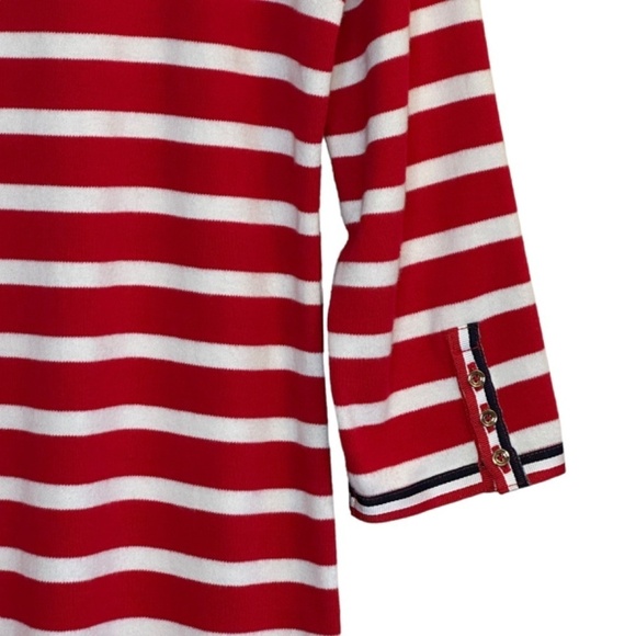 TALBOTS Colorblock Stripe Sweater Dress in Red Boat Neckline 3/4 Sleeve Size Mp - Picture 9 of 14